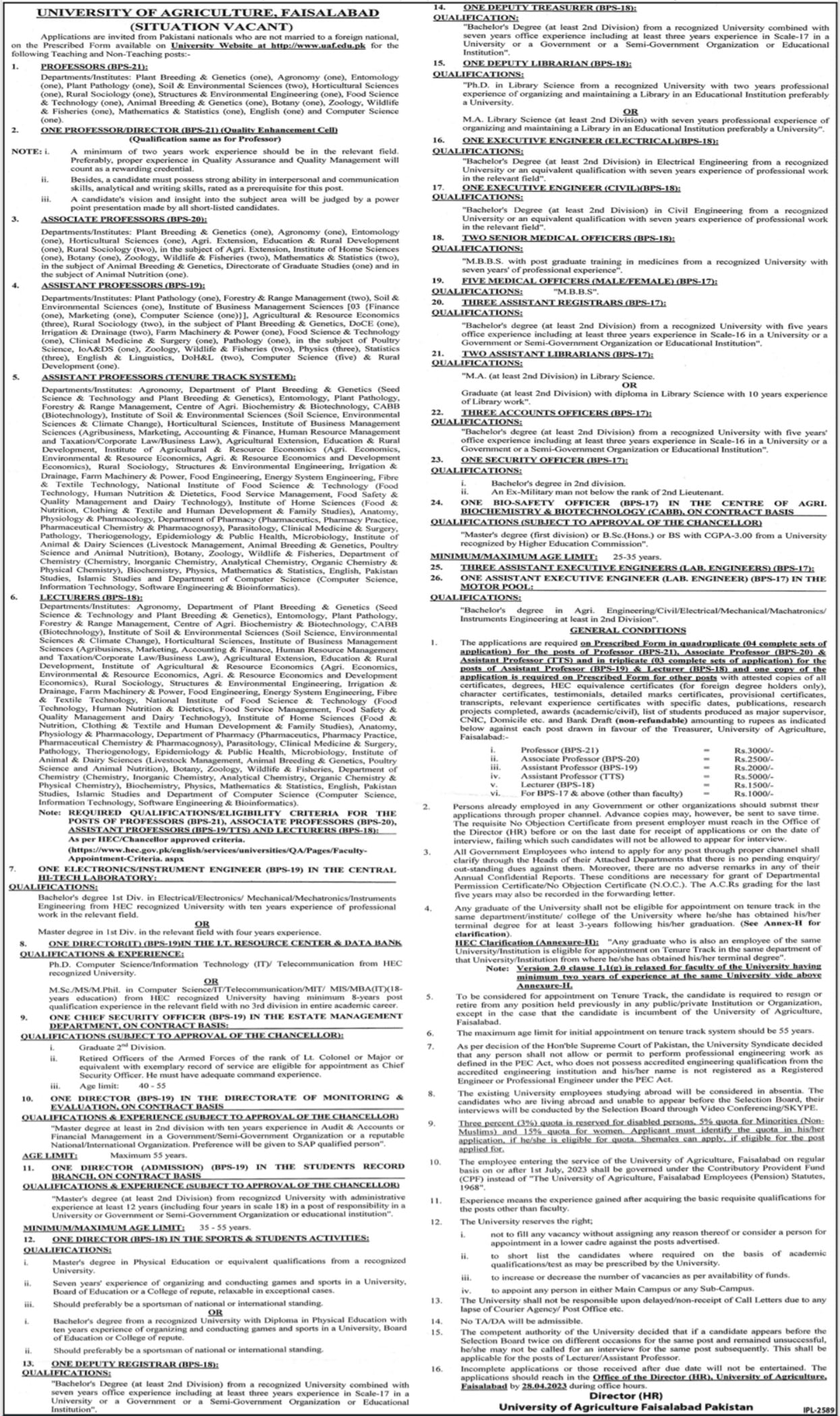 Latest Paperpk Jobs – University of Agriculture Faisalabad UAF Jobs 2023