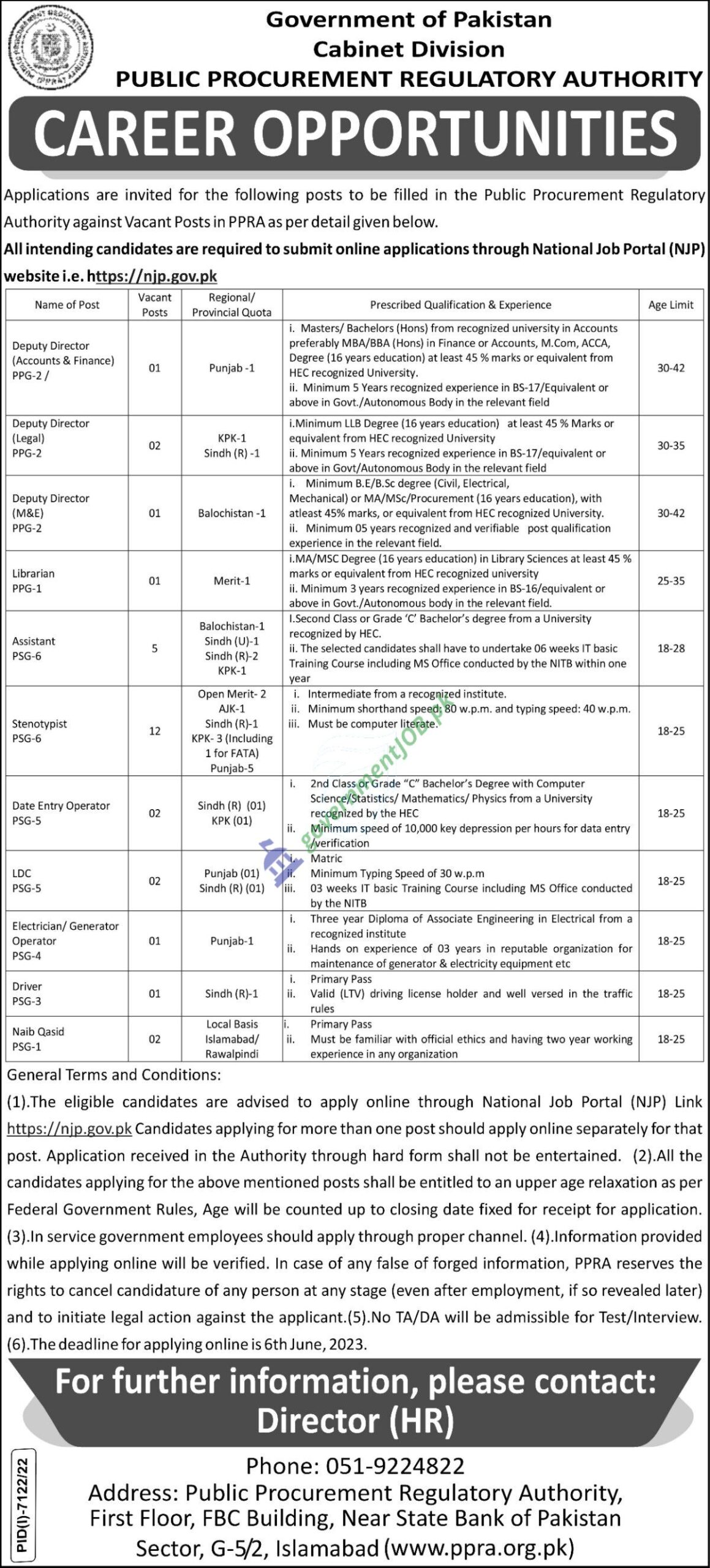 Federal Cabinet Division Jobs 2023 - Government of Pakistan 