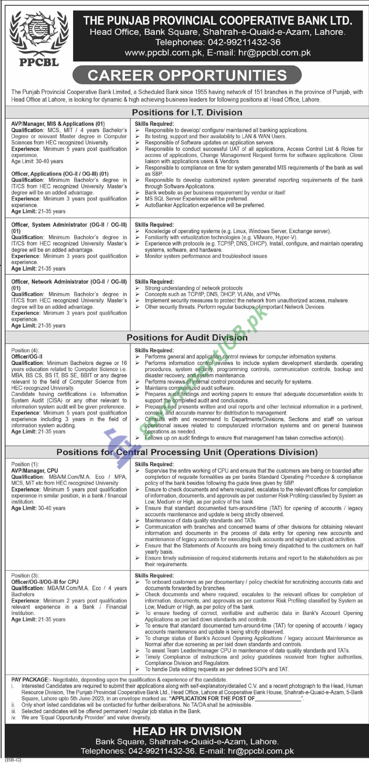 Punjab Provincial Cooperative Bank Jobs 2023