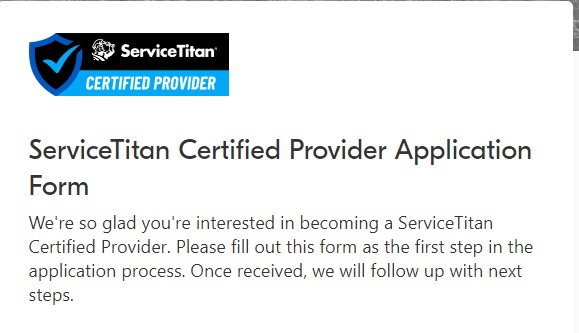 ServiceTitan Certified Provider Application Form 