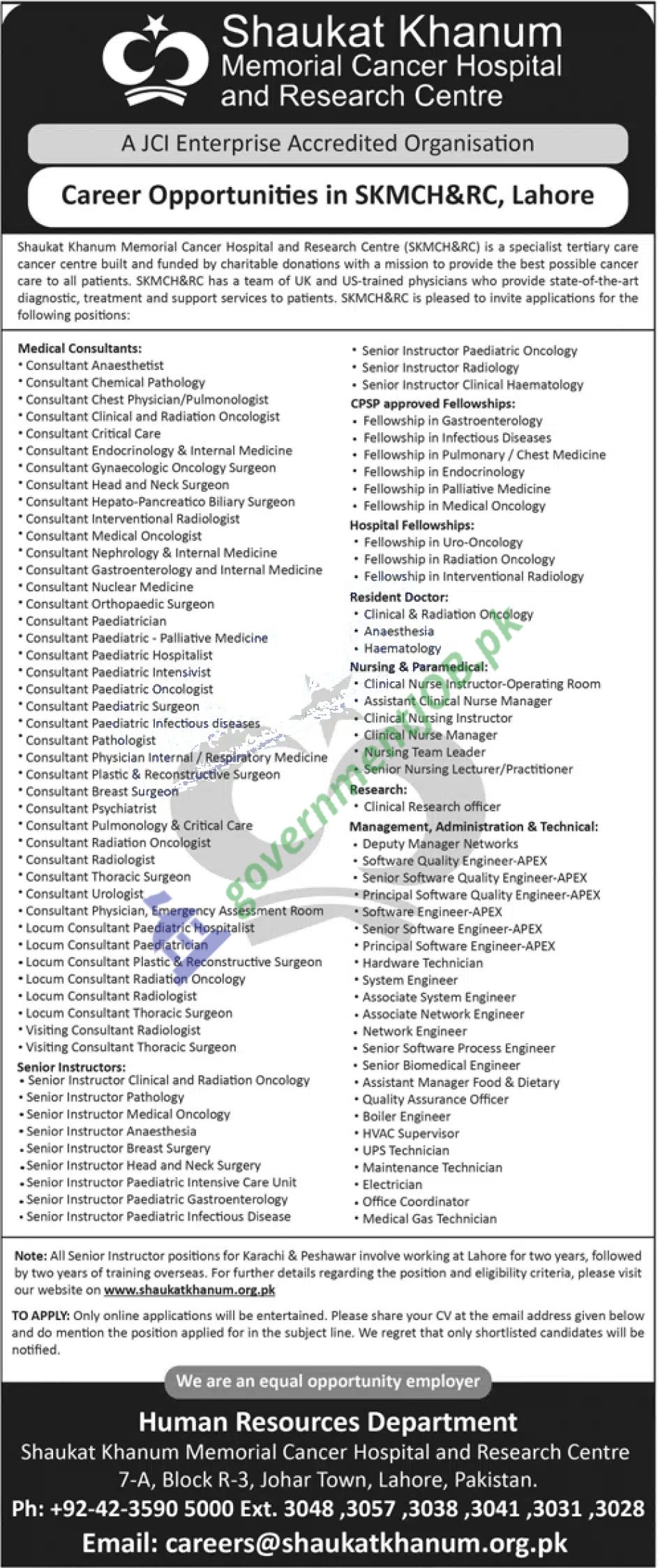 Shaukat Khanum Memorial Cancer Hospital Jobs 2023 Current Opportunities