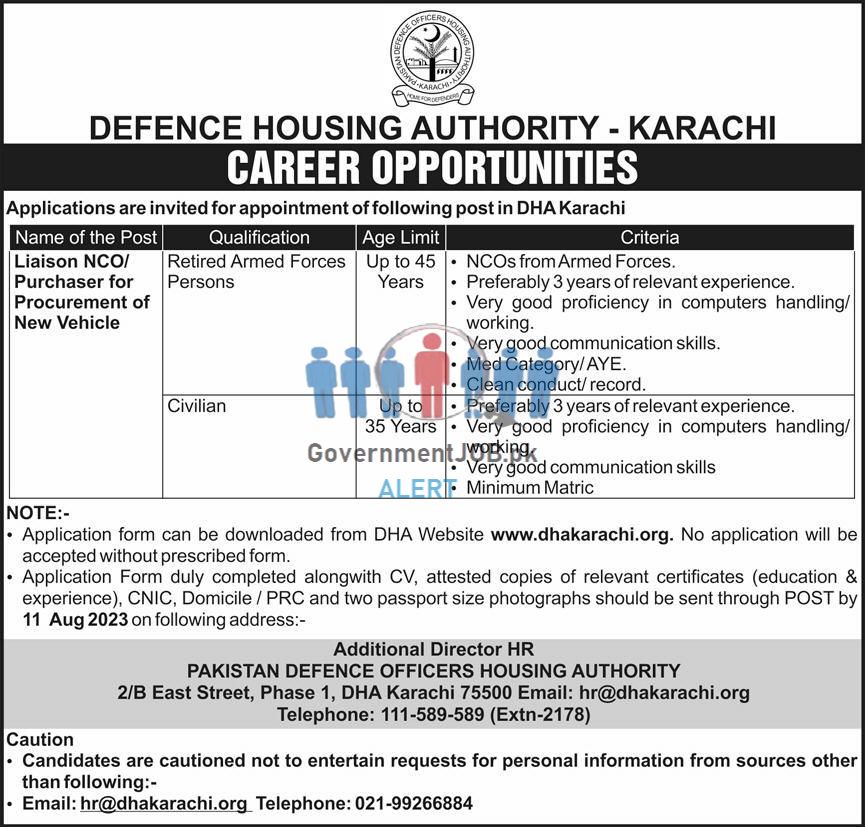 DHA Karachi Jobs August 2023