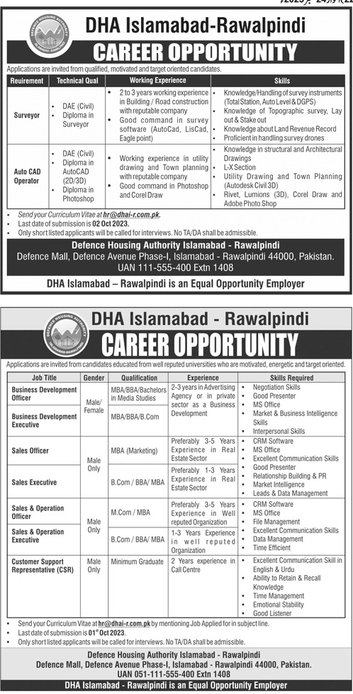 DHA Islamabad Jobs 2023 - Defence Housing Authority Faculty