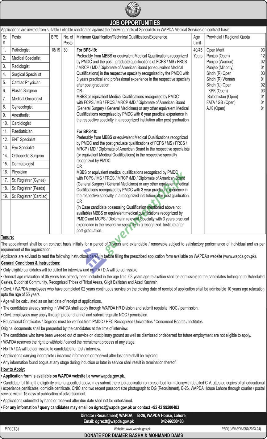 WAPDA House Lahore Jobs ad 2023