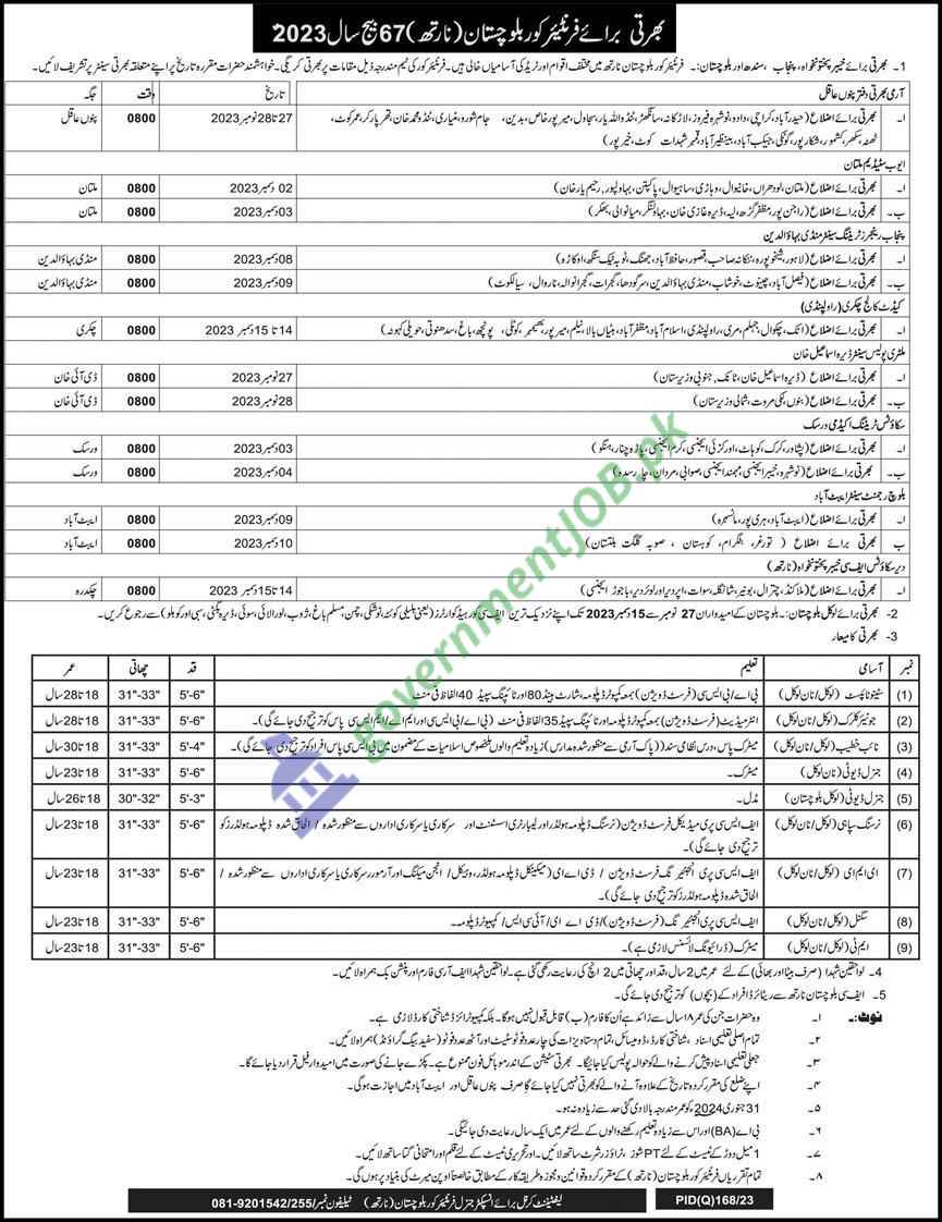 FC Jobs 2023 | Join Frontier Corps North KPK