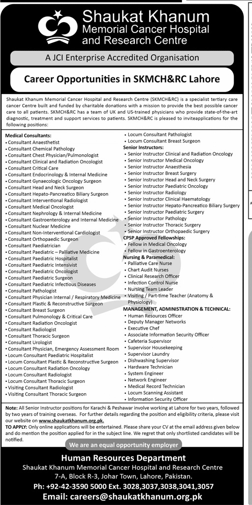 Shaukat Khanum Hospital Jobs 2023
