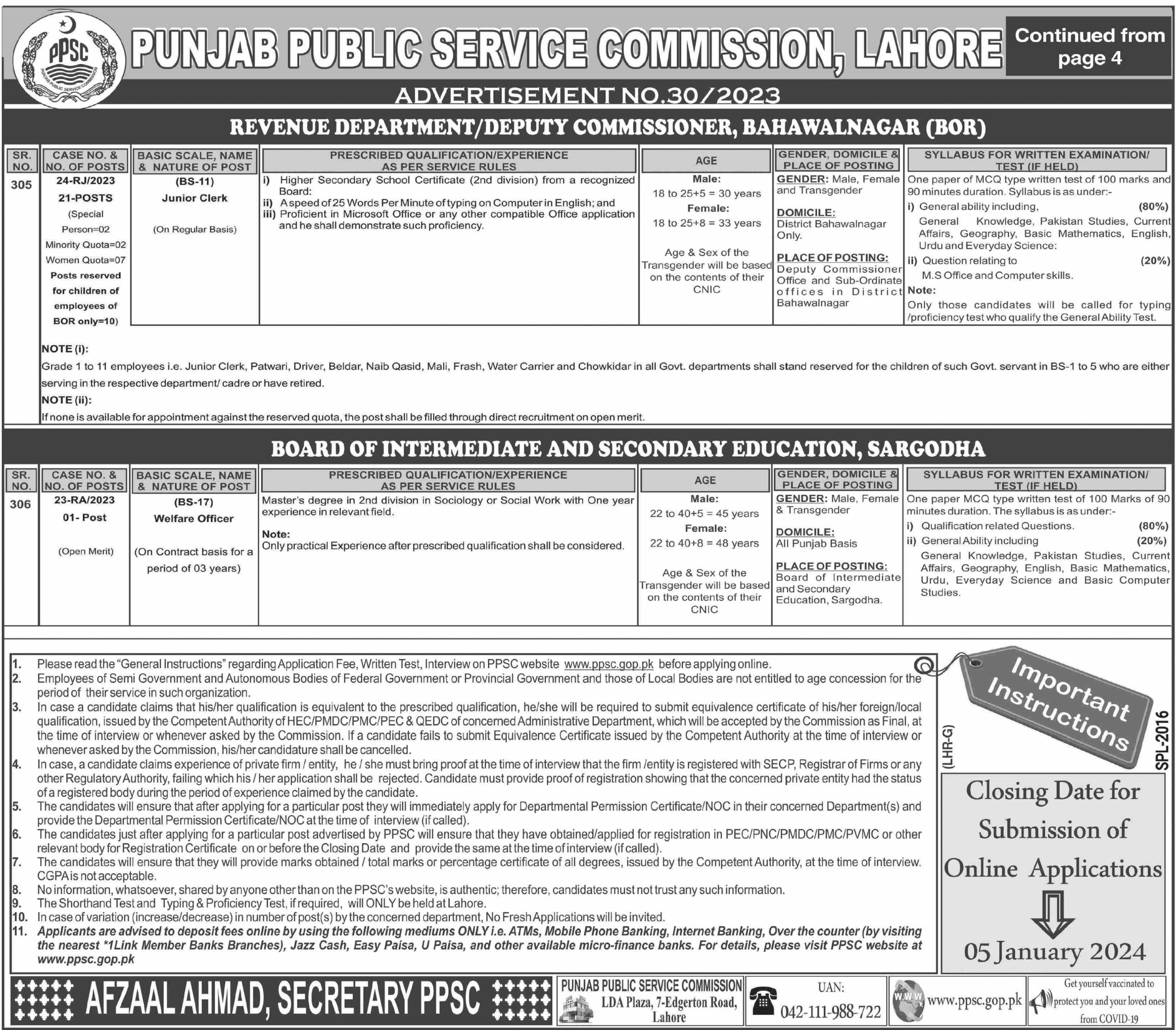 PPSC Jobs ad no 30 Page 4