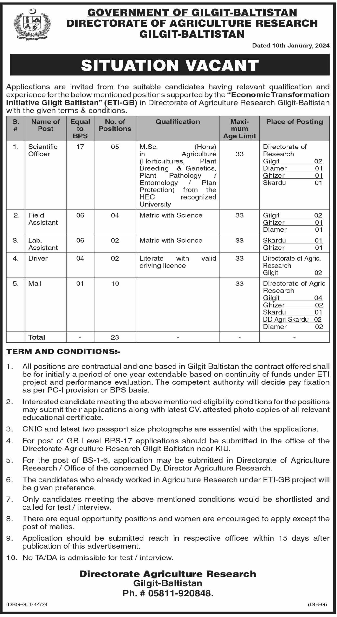 GB Agriculture Research jobs 2024