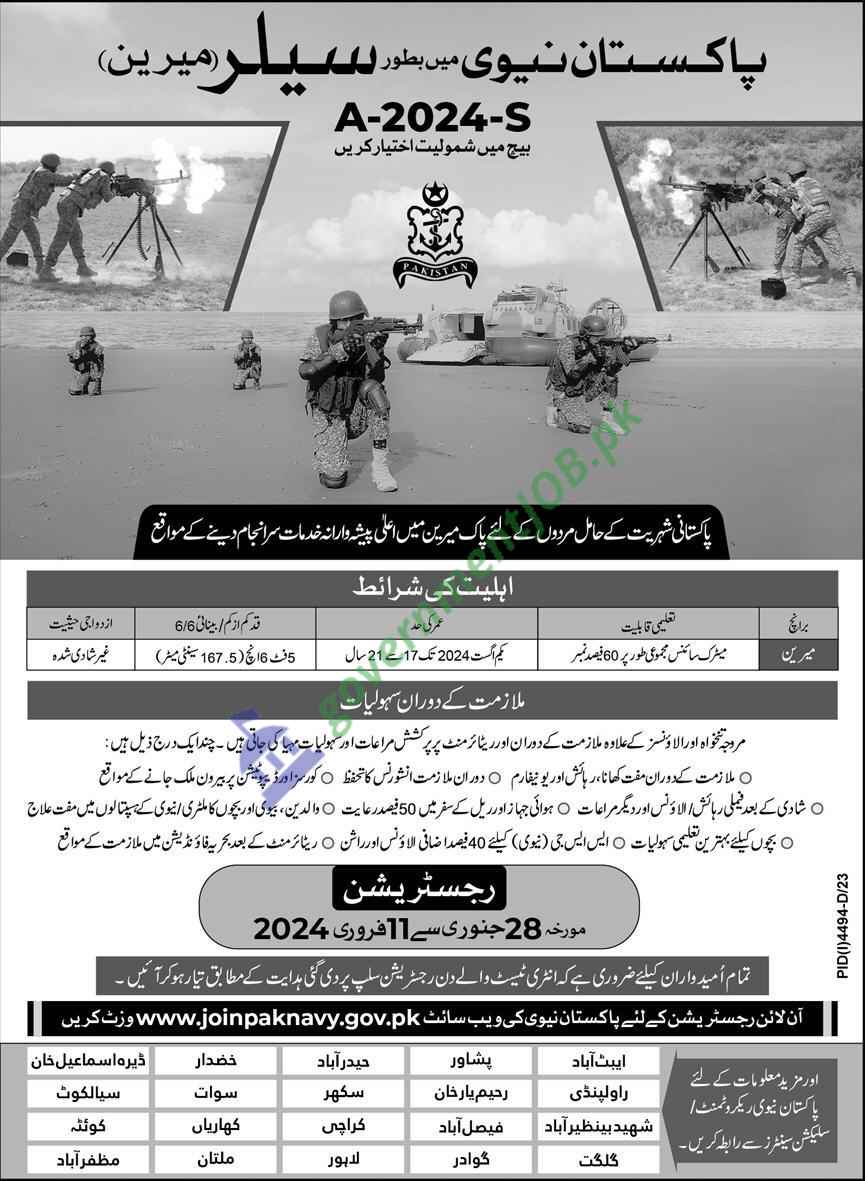 Pakistan Navy Jobs 2024 - Join as Sailor