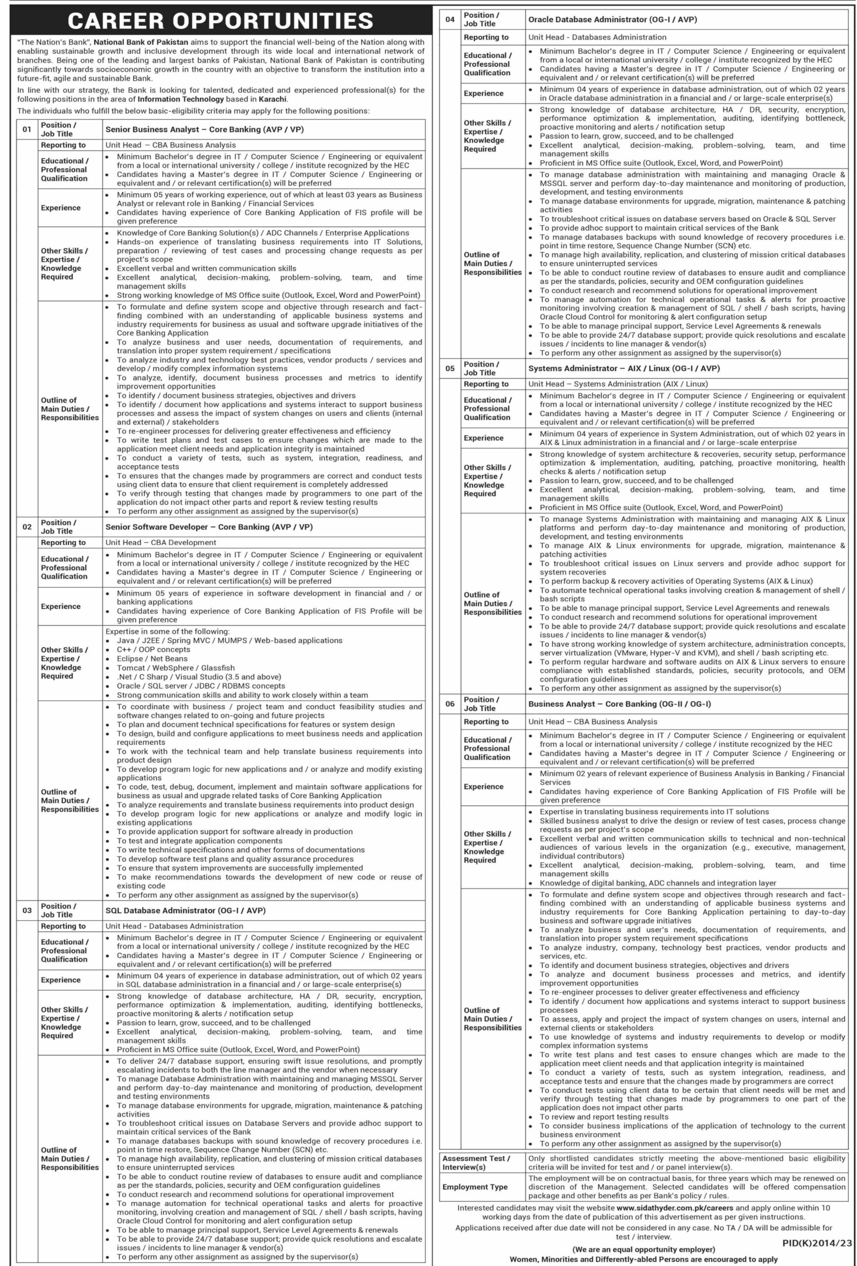 NBP Jobs 2024 | National Bank of Pakistan Career Opportunity 