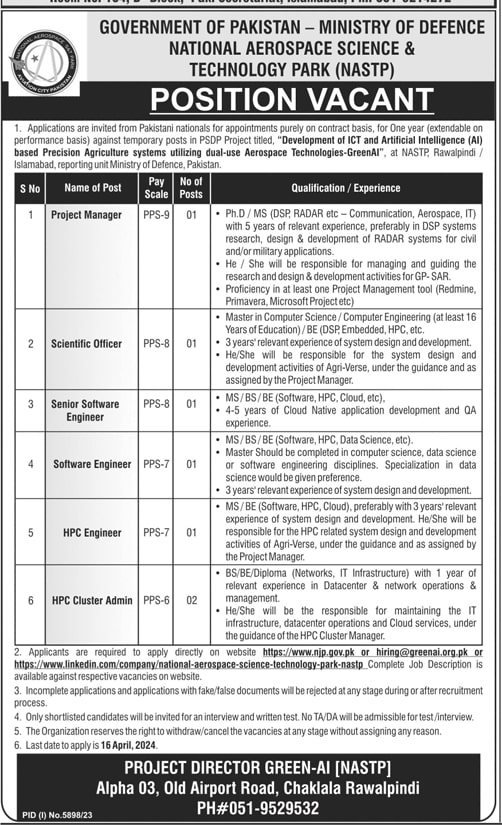 Ministry of Defence (MOD) Jobs at NASTP in 2024
