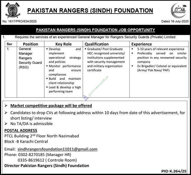 General Manager – Rangers Security Guards (RSG)