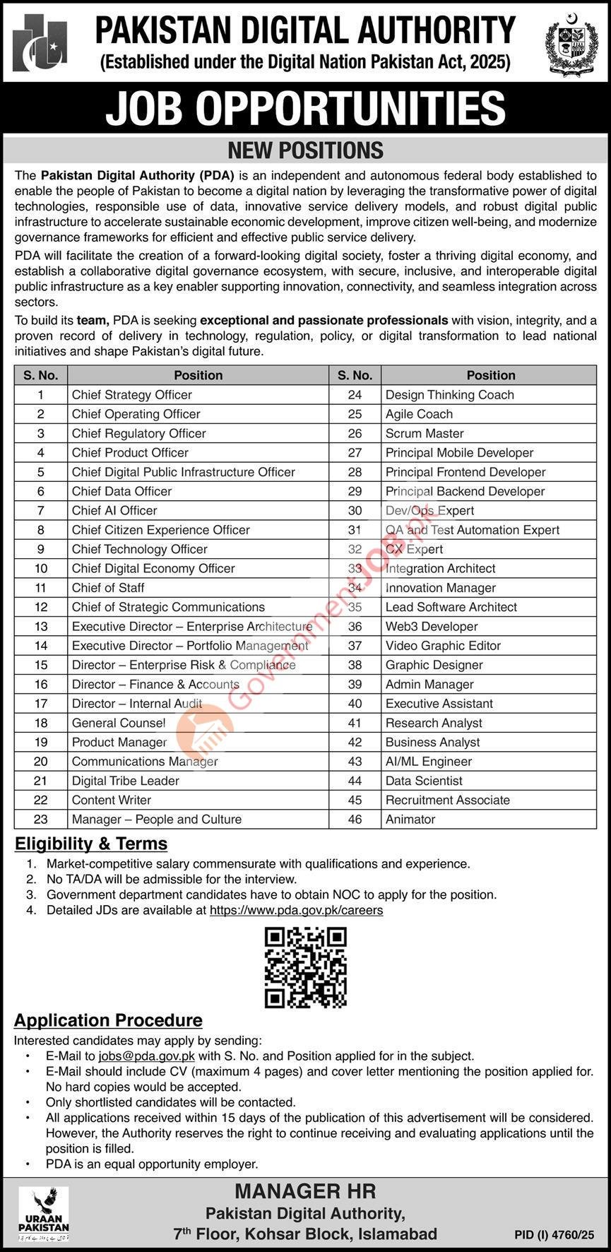Pakistan Digital AUthority Jobs