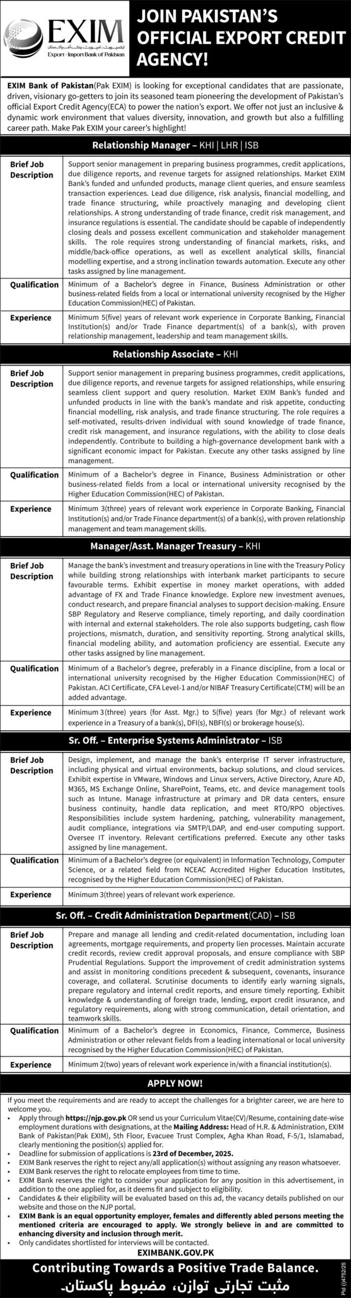EXIM Bank Jobs