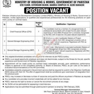 General Manager Engineering (MEP) Job Advertisement