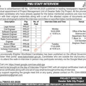 In-Charge Command & Control Job Advertisement