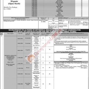 Divisional Disaster Management Coordinator (Lump Sum) Job Advertisement