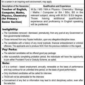 Teacher of Maths Job Advertisement