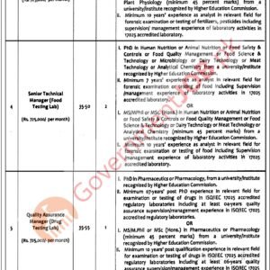 Senior Technical Manager (Food Testing Lab) Job Advertisement