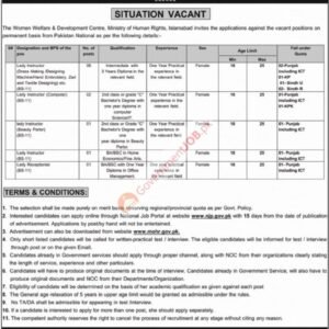 Lady Instructor (Computer) Job Advertisement