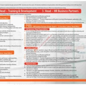 Head – Training & Development Job Advertisement