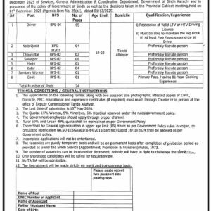 Driver (BPS-04) Job Advertisement