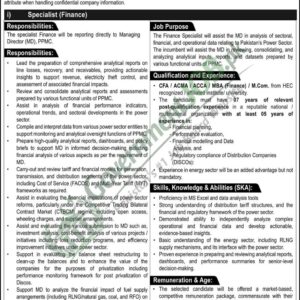 Specialist (Finance) Job Advertisement