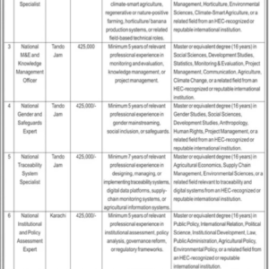 National Sustainable Agriculture Specialist Job Advertisement