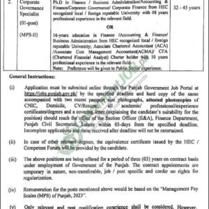 Head Corporate Finance Unit Job Advertisement