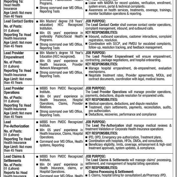 Lead Contact Centre Job Advertisement
