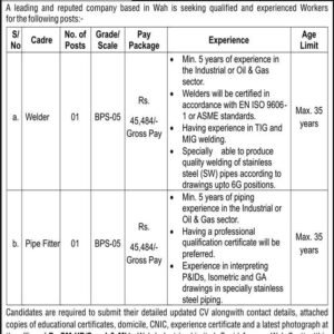 Pipe Fitter Job Advertisement