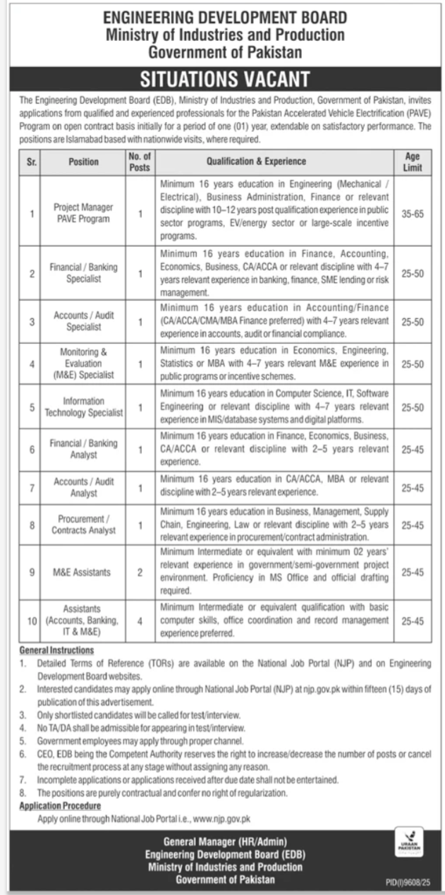 Engineering Development Board Jobs 2026 | Apply Online for PAVE Program Positions